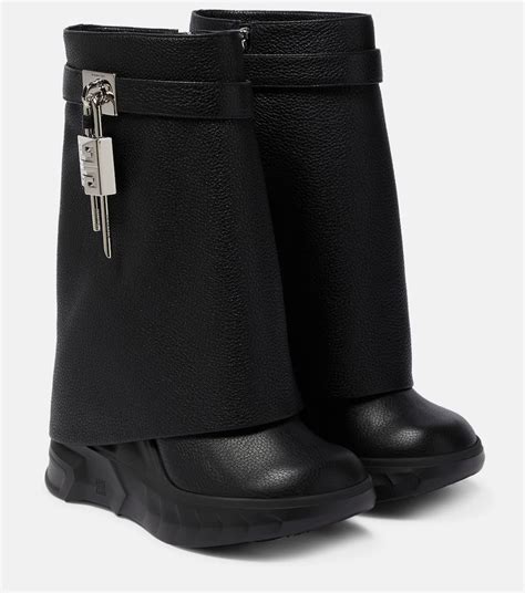 givenchy cut out ankle boots in black leather and lace|Givenchy shark lock biker boots.